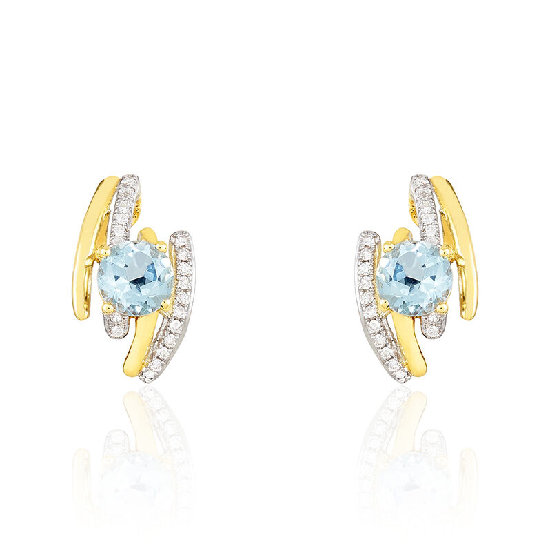 Boucles D'oreilles Puces Or Jaune Topaze Et Diamant - Spannringe Damen | OROVIVO