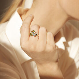 Cocktailring Gelbgold 375 Peridot Blautopas - Cocktailringe Damen | OROVIVO