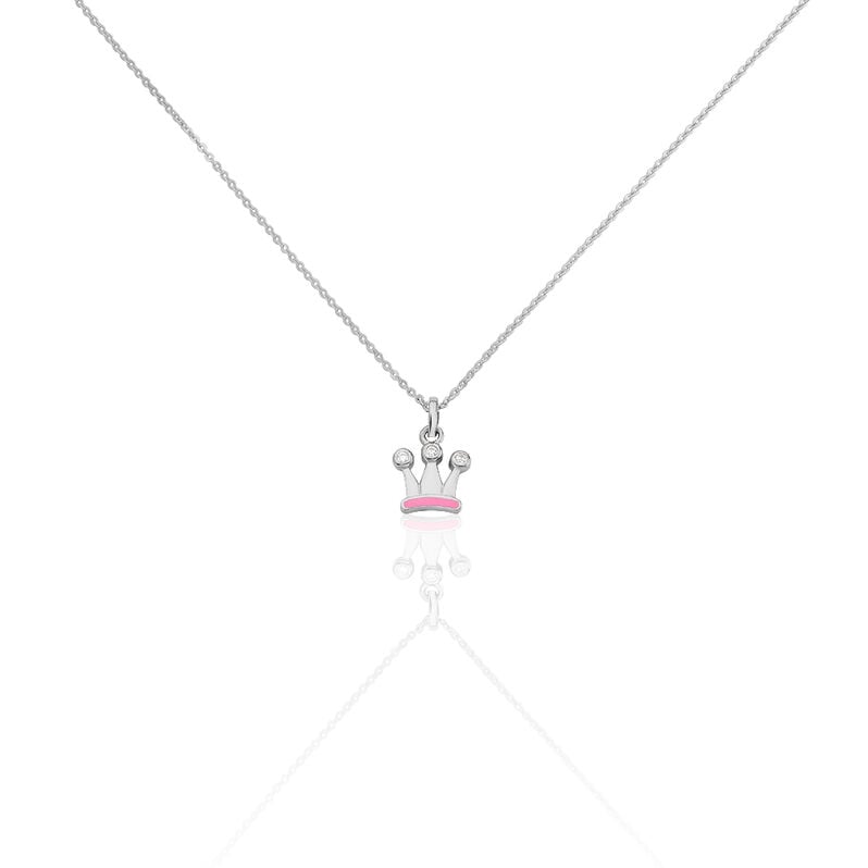 VILJA KRONE Kinder Collier Silber 925 Zirkonia Wei&szlig; - Figur Krone - Halsketten Kinder | OROVIVO