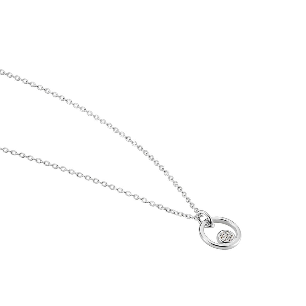 ELUISA Damen Collier Silber 925 Zirkonia Wei&szlig; 0,01 ct Kreis B 1,2 mm