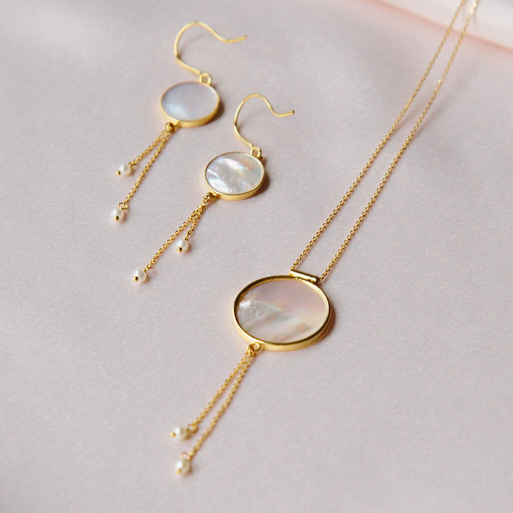 LIA Damen Collier Gold 375 (9 Karat) Perlmutt Perlmutt Kreis
