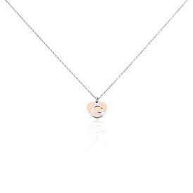 Damen Halskette Silber 925 Bicolor Buchstabe G - Herzketten Damen | OROVIVO