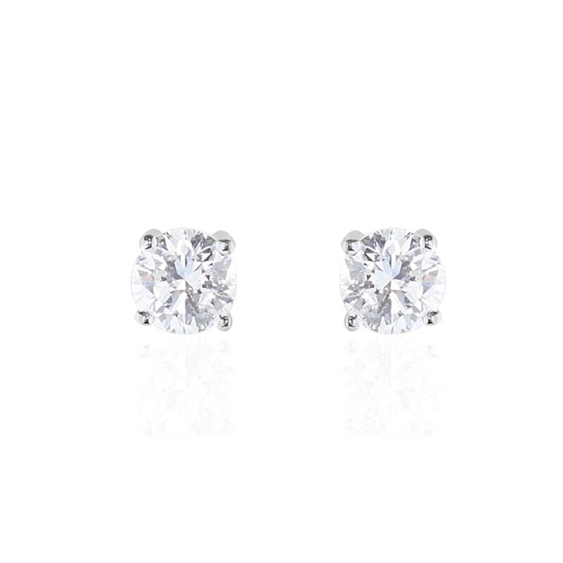 Boucles D'oreilles Or Weiss Puces Diamants Synthetique - Spannringe Damen | OROVIVO