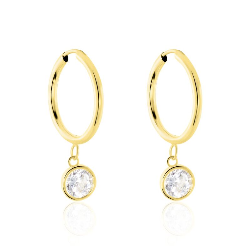 ZARGE Damen Creolen Gold 375 (9 Karat) Zirkonia Wei&szlig; 1,7 ct - Creolen Damen | OROVIVO