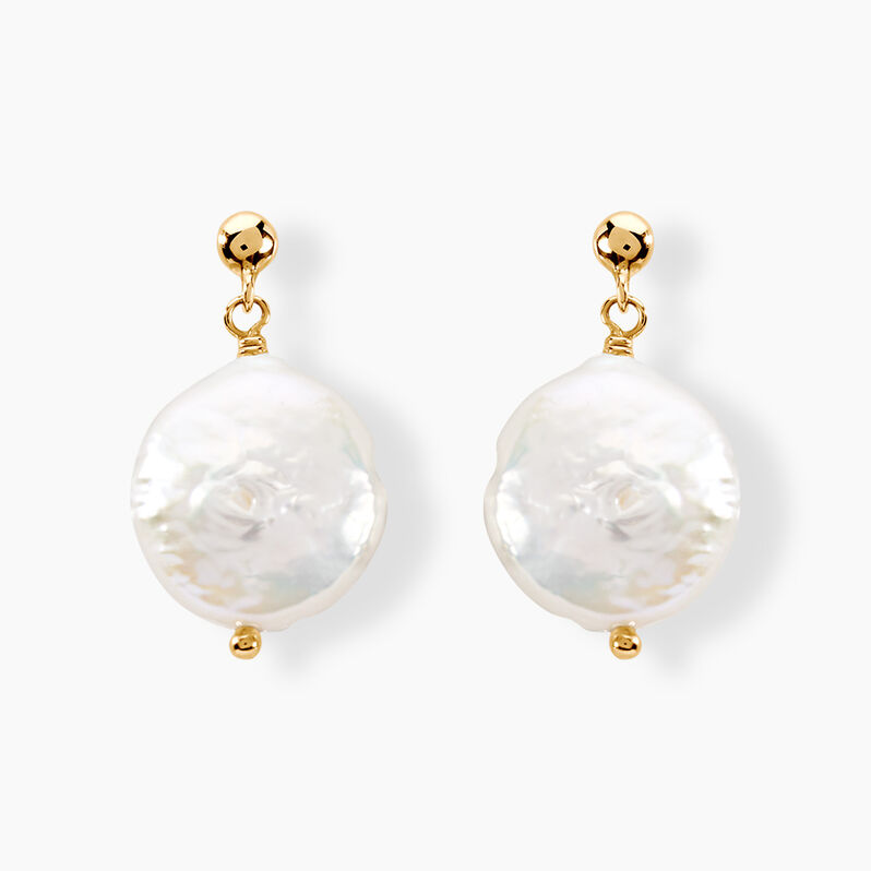 Boucles D'oreilles Pendantes Baroka Or Jaune Perle De Culture - Spannringe Damen | OROVIVO