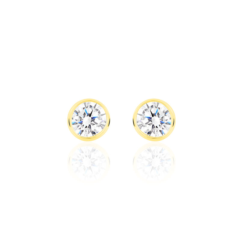Damen Ohrstecker Gold 375 Zirkonia Kreis Zarge  - Ohrstecker Damen | OROVIVO