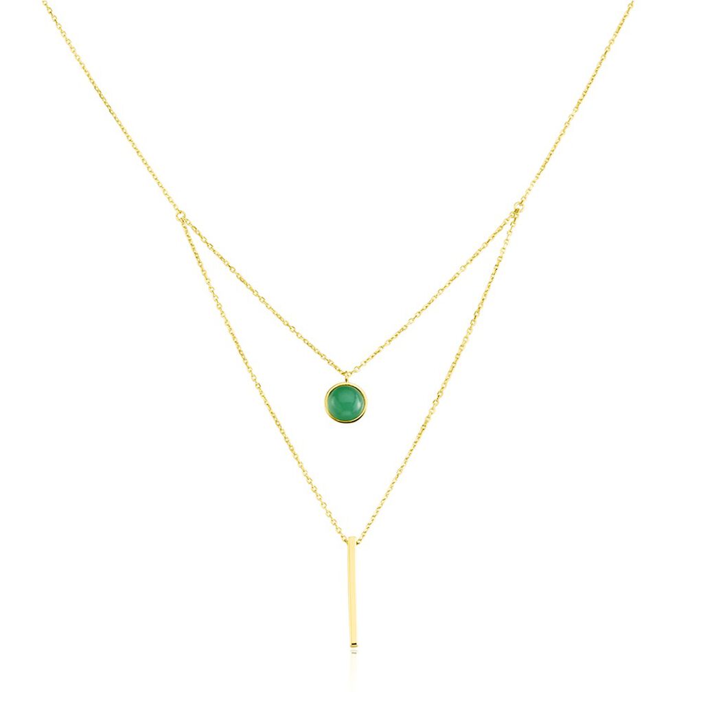 GREENY Damen Collier Silber vergoldet 925 Glas Grün Kreis - Halsketten Damen | OROVIVO