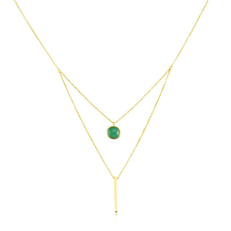 GREENY Damen Collier Silber vergoldet 925 Glas Grün Kreis - Halsketten Damen | OROVIVO