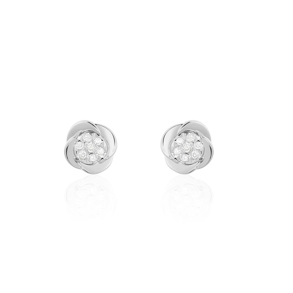 Damen Ohrstecker Weißgold 375 Diamant 0,06ct Blume Saxa  - Ohrstecker Damen | OROVIVO