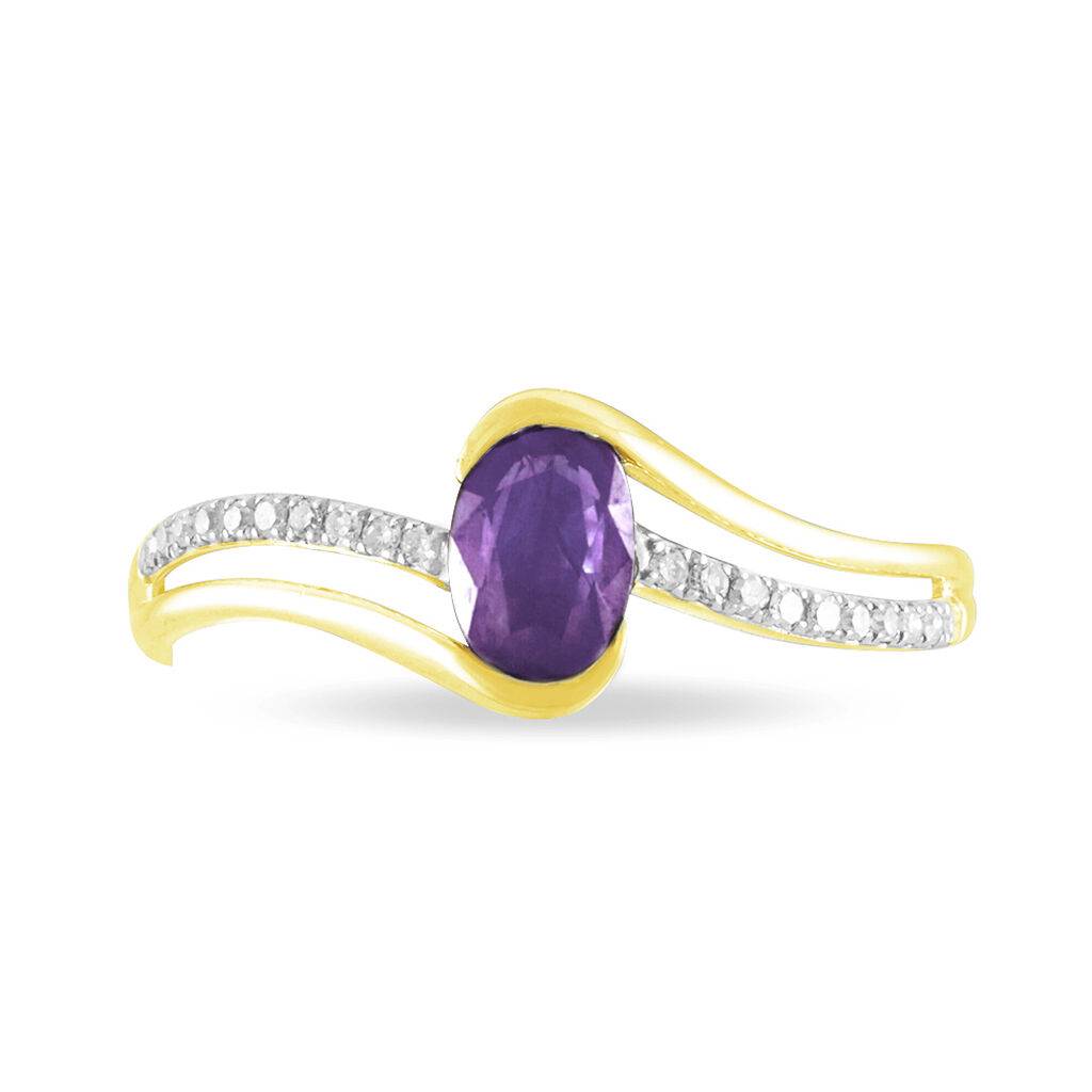 Bague Anja Or Jaune Amethyste Et Diamant - Spannringe Damen | OROVIVO