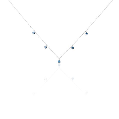 EBI Damen Collier Wei&szlig;gold 375 (9 Karat) Topas Swiss Blue 0,41 ct - Halsketten Damen | OROVIVO