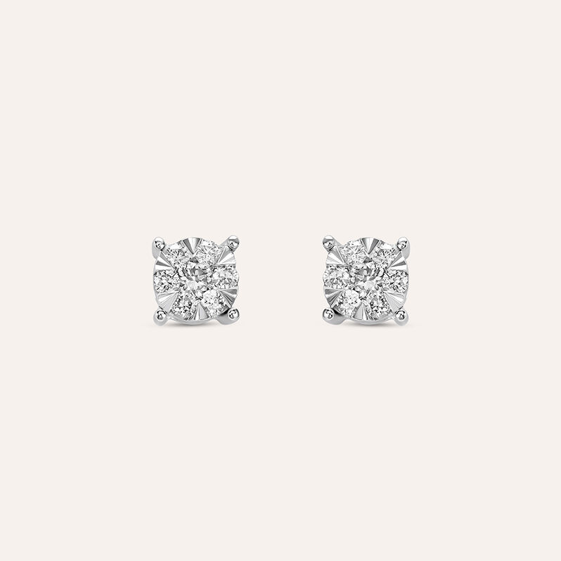 Orecchini Lobo Punto Luce Petali Oro Bianco Diamante - Spannringe Damen | OROVIVO