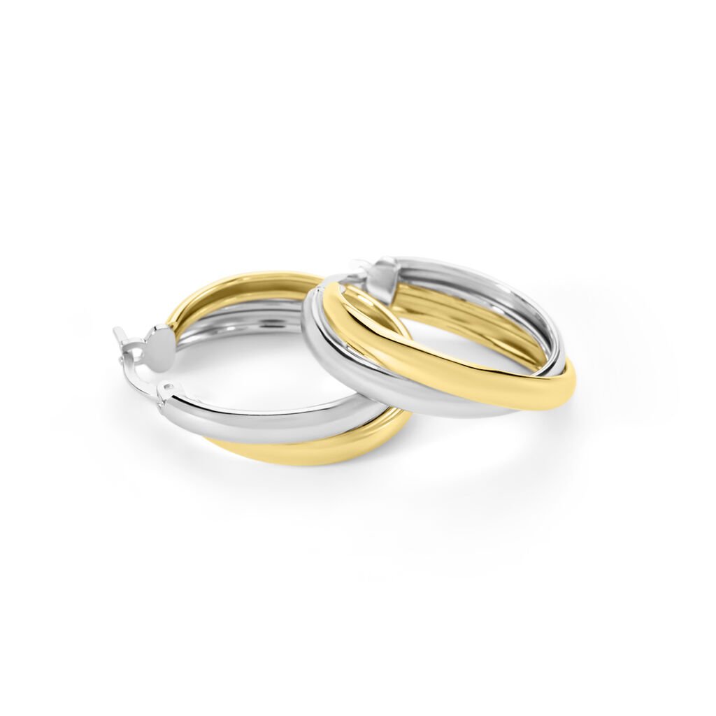 ELKE Damen Creolen Silber Bicolor Gelb/Silber 925 Kreis