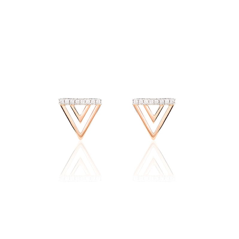 Boucles D'oreilles Puces Dania Or Rose Oxyde De Zirconium - Spannringe Damen | OROVIVO