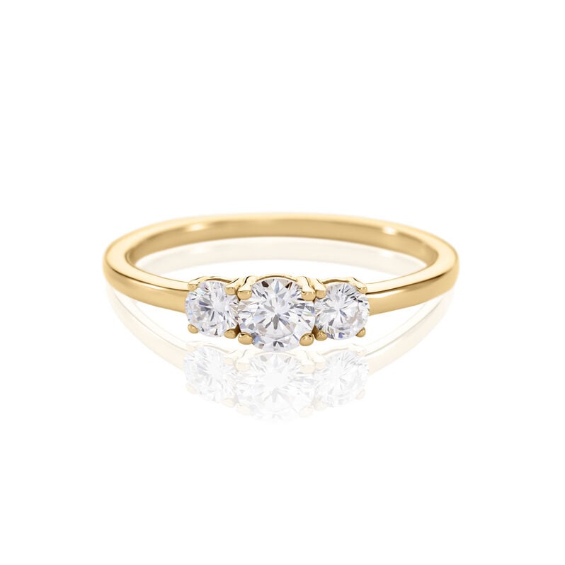 Trilog Damen Ring Gold 375 (9 Karat) Zirkonia Weiß - Ringe mit Stein Damen | OROVIVO