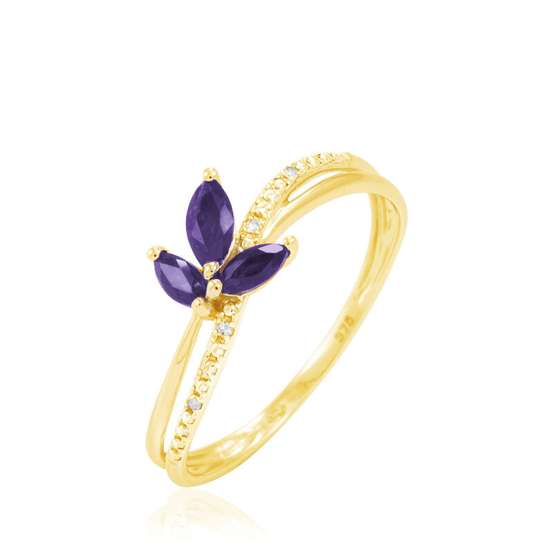 Bague Angie Or Jaune Amethyste Et Diamant - Spannringe Damen | OROVIVO