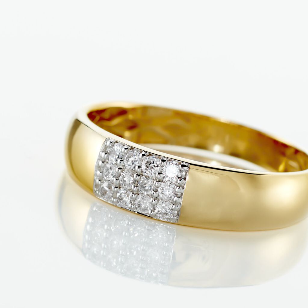 Damen Ring Gold 375 (9 Karat) Diamant Wei&szlig; 0,25 ct Rechteckig