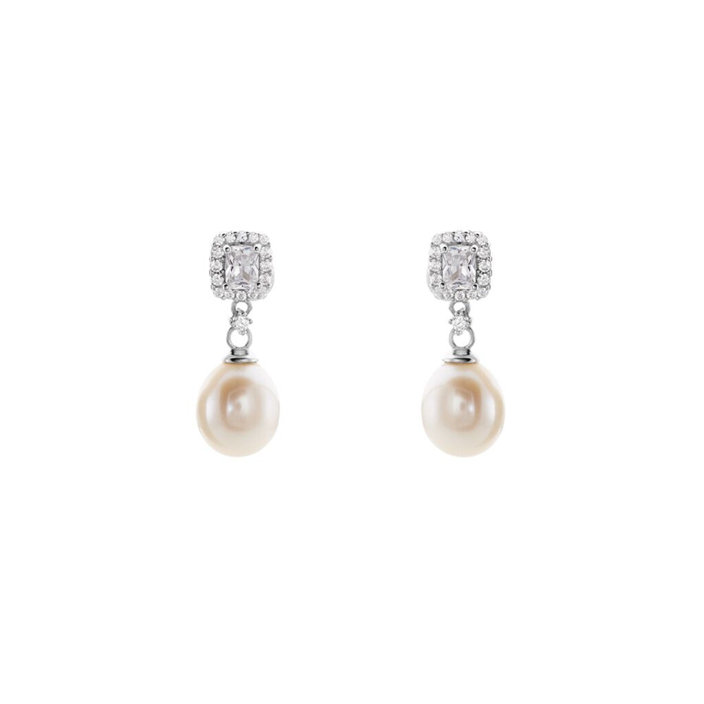 DESPINA Damen Ohrringe Lang Silber 925 Zuchtperle Weiß 1,72 ct - Ohrringe Damen | OROVIVO