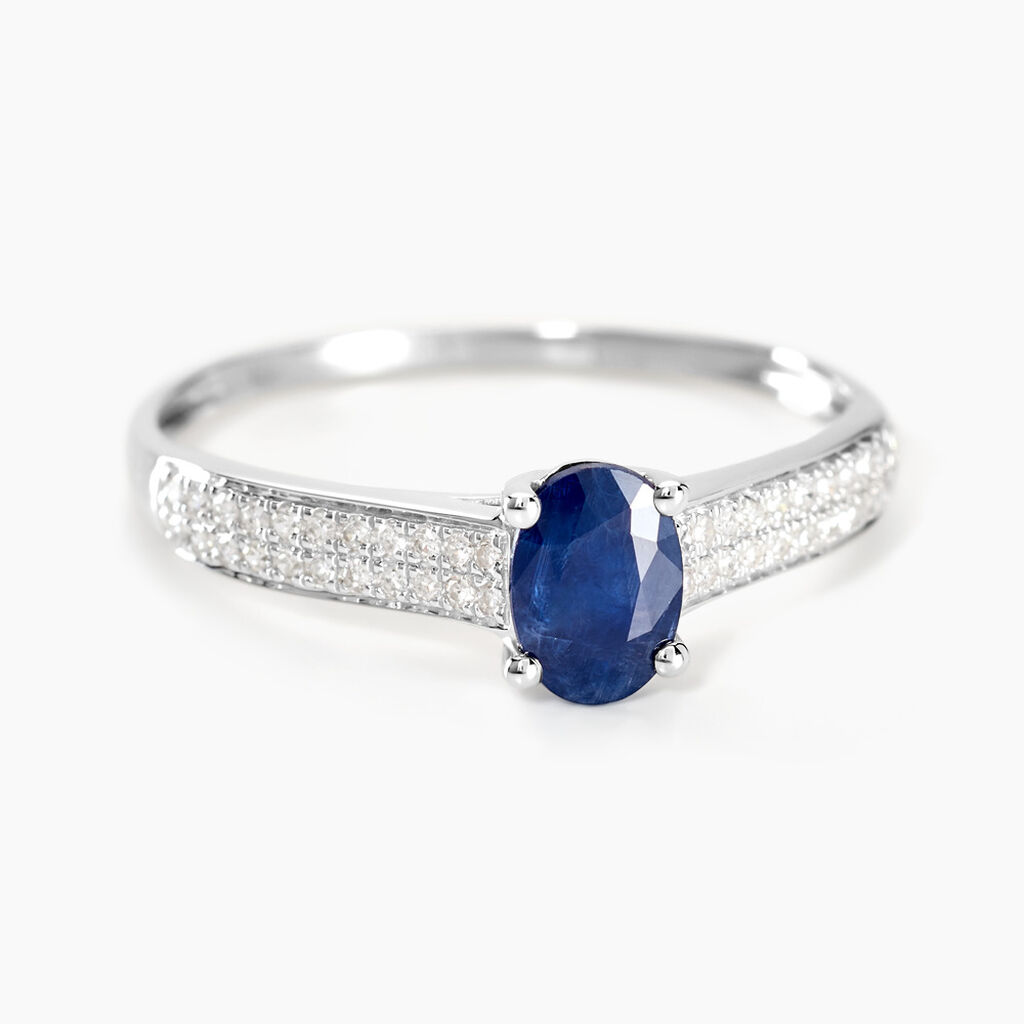 Bague Crista Or Blanc Saphir Et Diamant - Spannringe Damen | OROVIVO