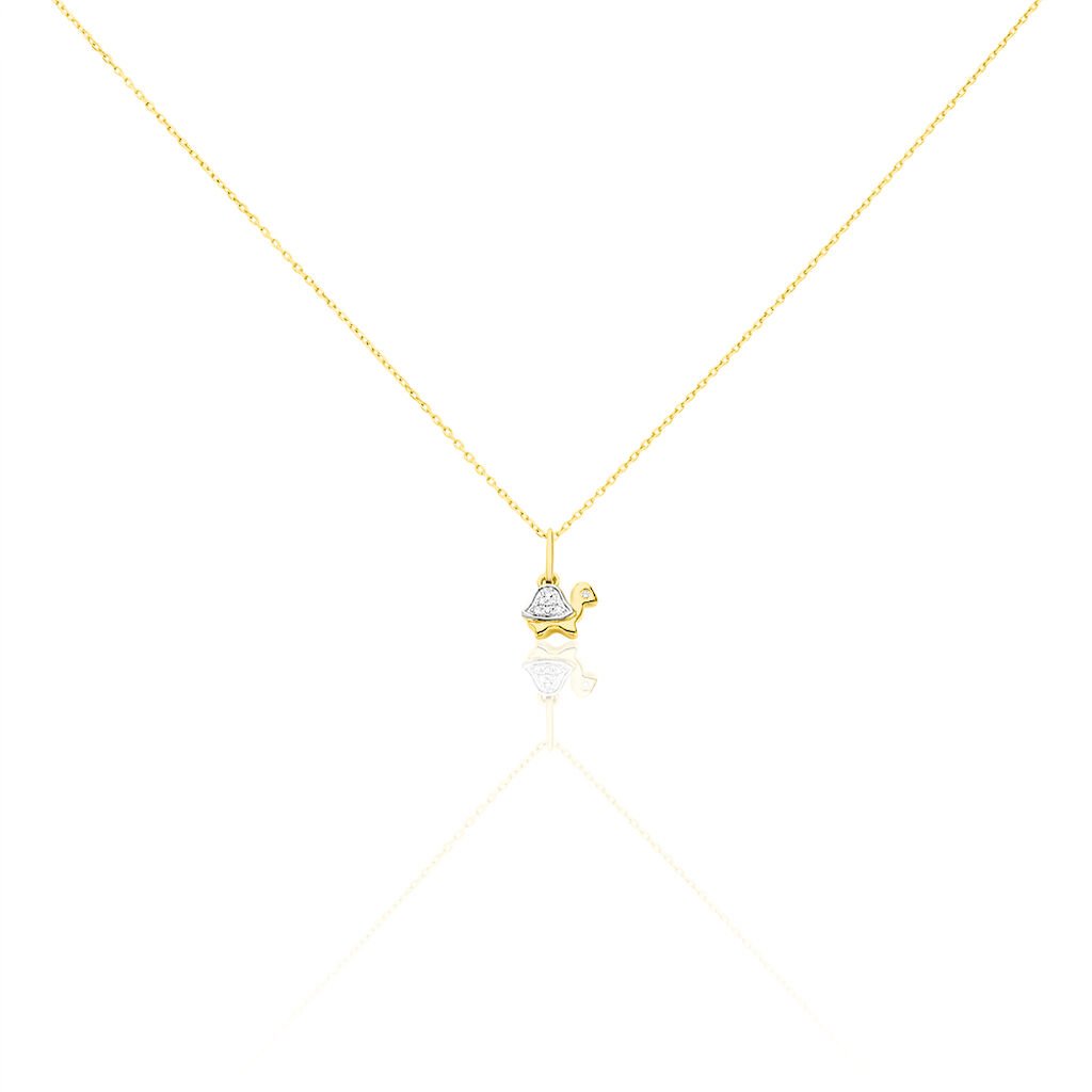 Collier Evaelle Or Jaune Tortue Diamants - Spannringe Kinder | OROVIVO