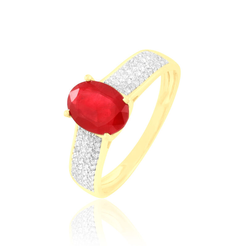 Bague Crista Or Jaune Rubis Et Diamant - Spannringe Damen | OROVIVO