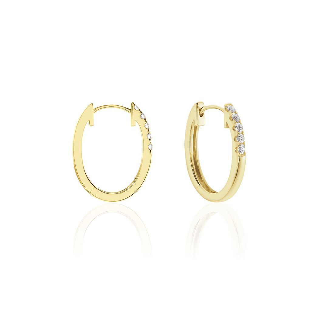 Damen Creolen Gold 750 Diamant 0,14ct Celin 15,50mm 15,50mm  - Creolen Damen | OROVIVO