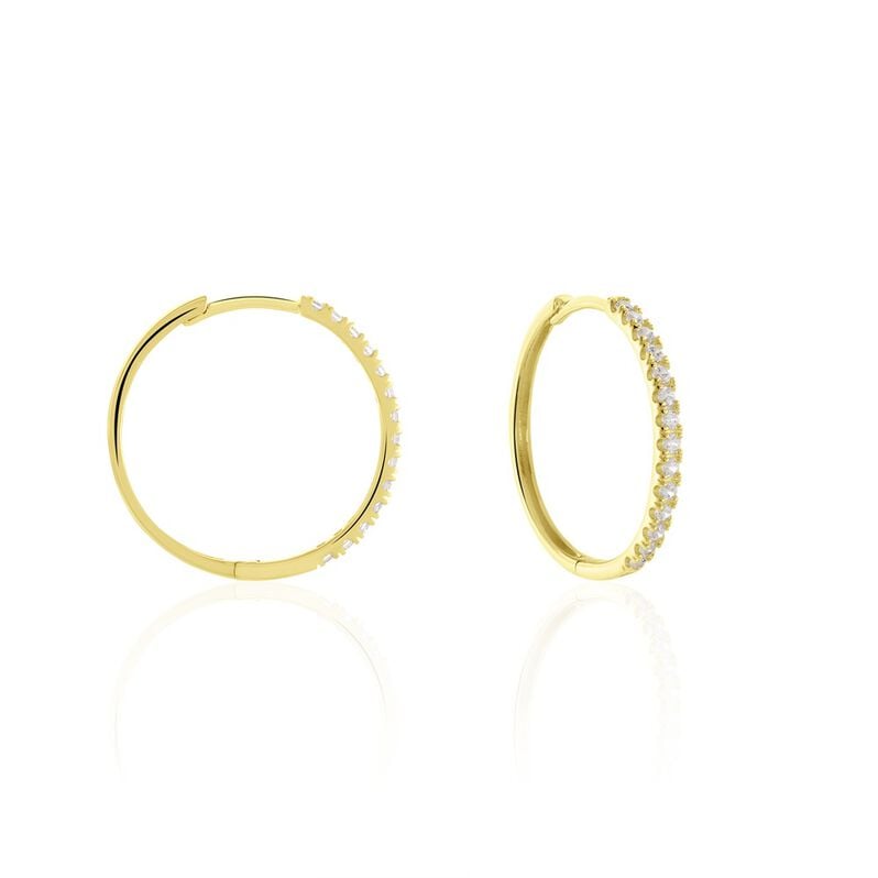 ALAINA Damen Creolen Gold 375 (9 Karat) Zirkonia Wei&szlig; 0,52 ct - Creolen Damen | OROVIVO