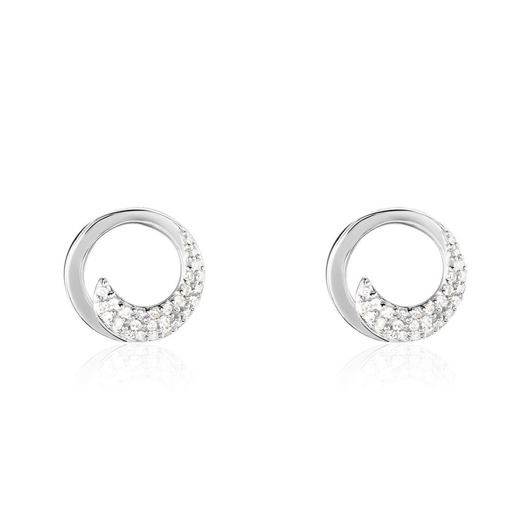 SARIAH Damen Ohrstecker Weißgold 585 (14 Karat) Diamant Weiß 0,06 ct Kreis, Ohrstecker mit Stein