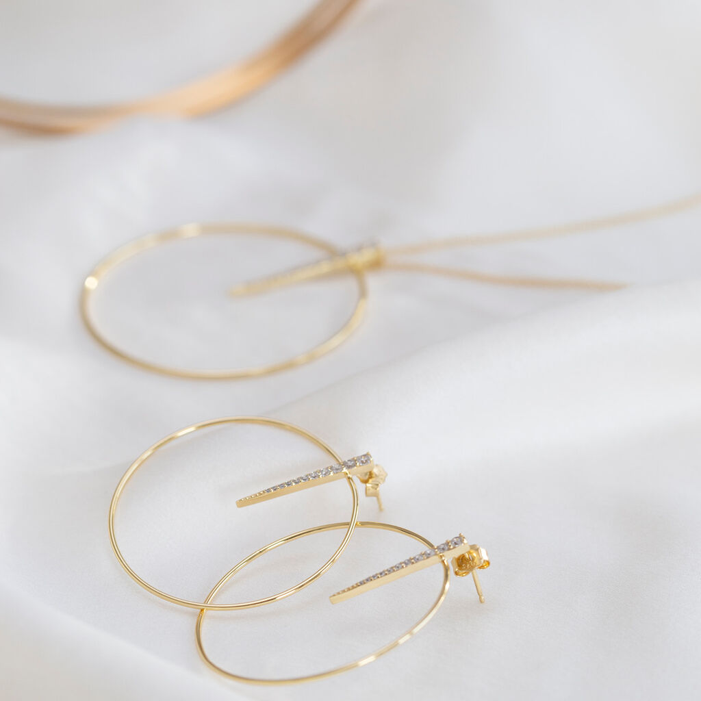 Damen Collier Silber vergoldet 925 Zirkonia Barren Kreis Rounded - Halsketten Damen | OROVIVO