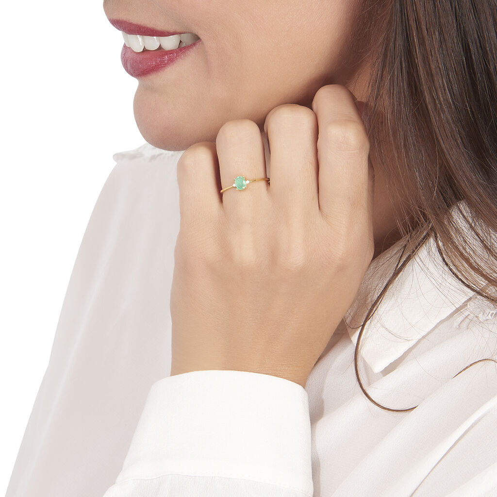 Bague Or Jaune Janah Emeraude Et Diamant - Spannringe Damen | OROVIVO