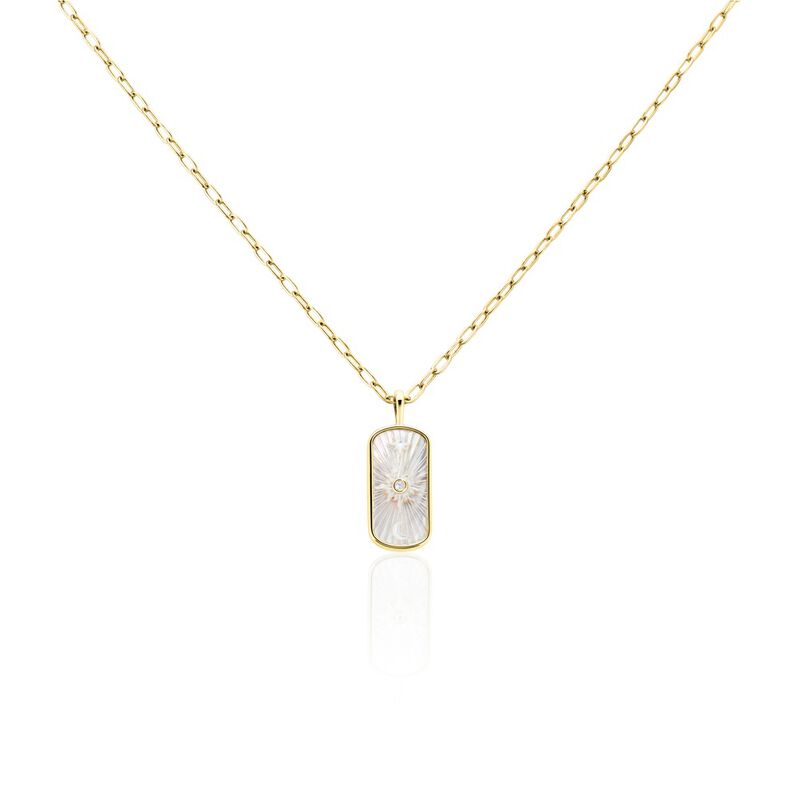 Collier Galileo Argent Doré Nacre Oxyde De Zirconium - Spannringe Damen | OROVIVO