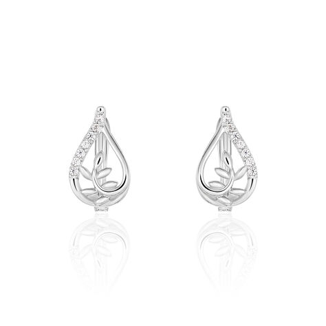 BERITA Damen Ohrstecker Silber 925 Zirkonia Weiß Blütenblatt - Ohrstecker  | OROVIVO