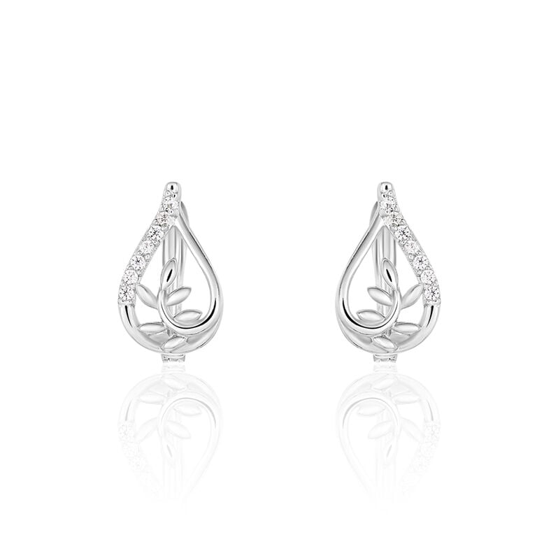 BERITA Damen Ohrstecker Silber 925 Zirkonia Weiß Blütenblatt - Ohrstecker Damen | OROVIVO