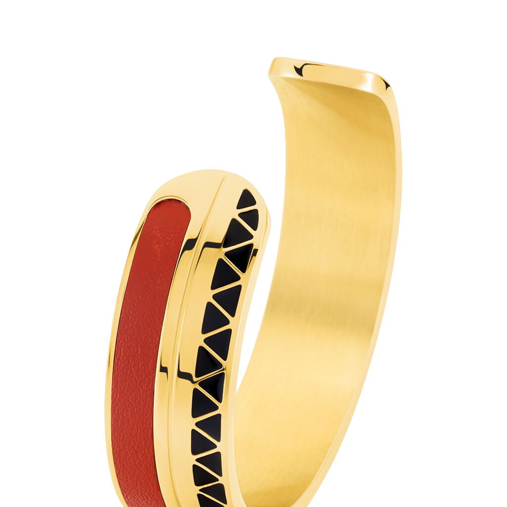 Jonc Acier Dore Cuir Orange Imagine Victoriano Email Strass - Spannringe Damen | OROVIVO
