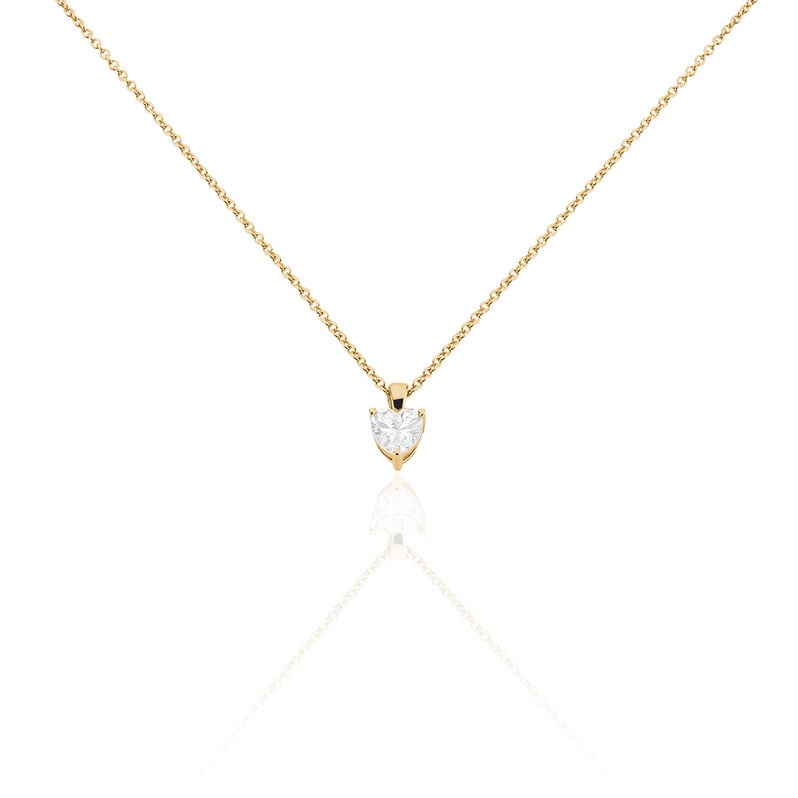 ANISHA Damen Collier Vergoldet Zirkonia Wei&szlig; 0,27 ct Herz - Halsketten Damen | OROVIVO