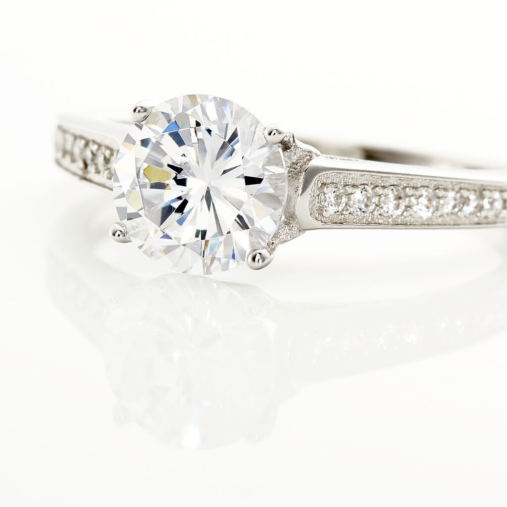 Damen Ring Silber Silber 925 Zirkonia Wei&szlig;