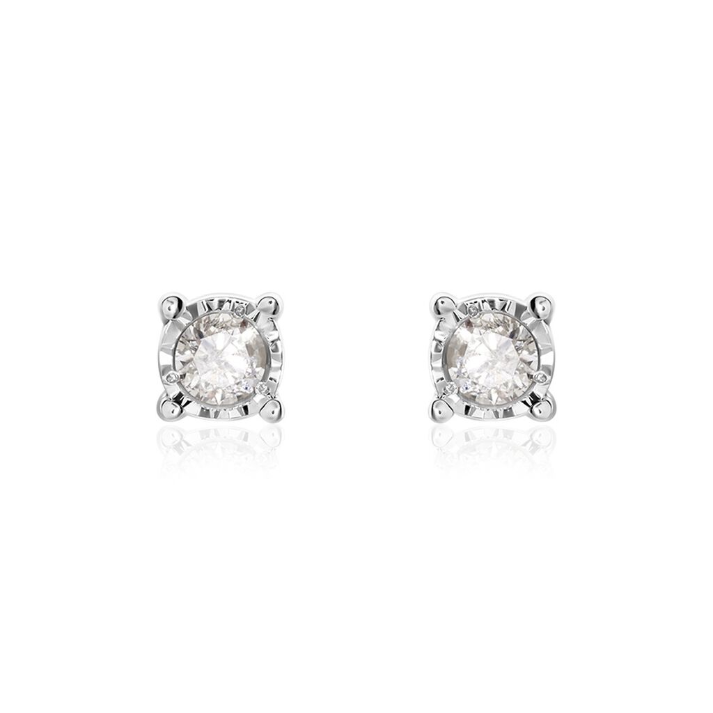 Damen Ohrstecker Weißgold 375 Diamant 0,08ct Illusion Pastille  - Ohrstecker Damen | OROVIVO