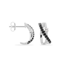 Damen Steckcreolen Silber 925 Schwarzer Zirkonia - Creolen Damen | OROVIVO