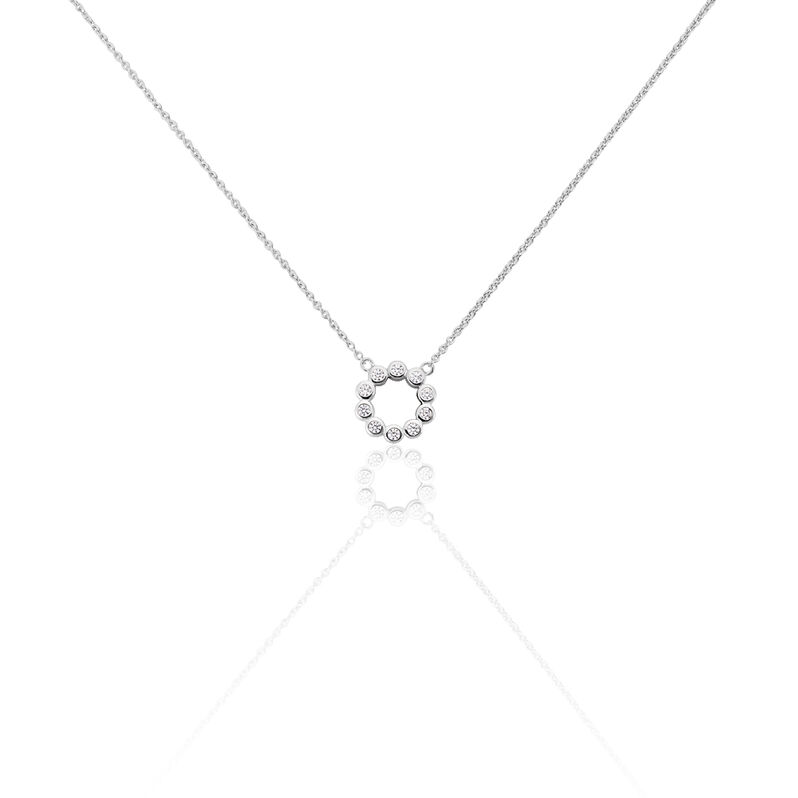 NJOLLA Damen Collier Silber 925 Zirkonia Wei&szlig; Kreis - Halsketten Damen | OROVIVO