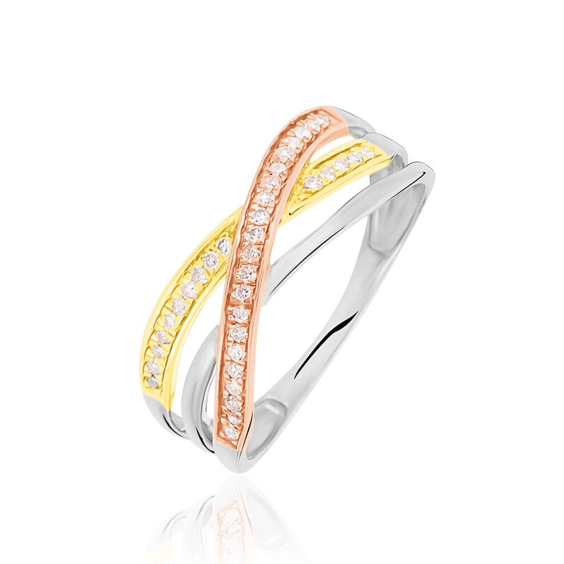 Bague Or Tricolore Sabera Vagues Diamant - Spannringe Damen | OROVIVO