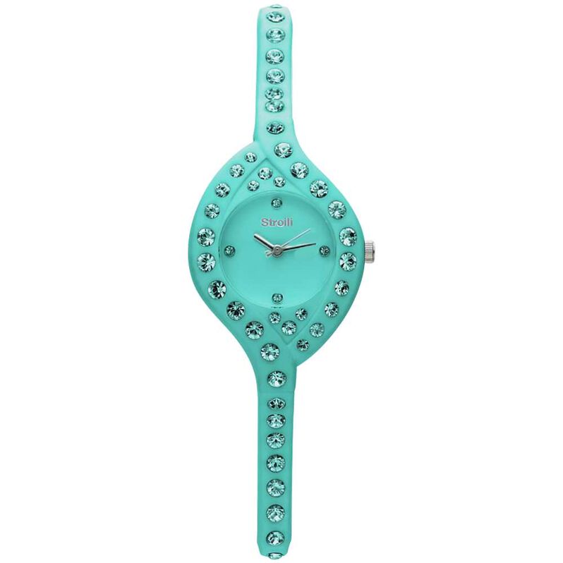 Orologio cinturino policarbonato azzurro con cristalli - Spannringe Damen | OROVIVO