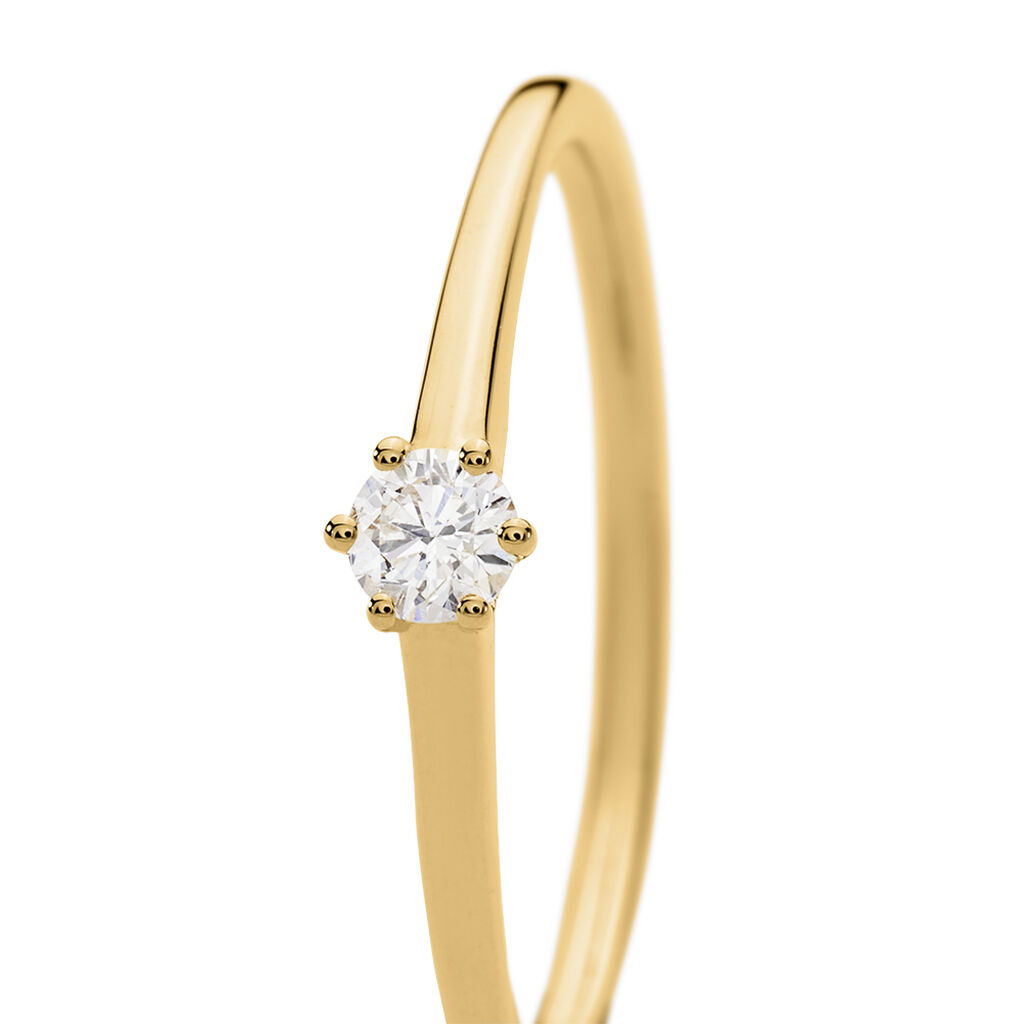 MONOPOLI Damen Ring Gold 585 (14 Karat) Diamant Wei&szlig; 0,11 ct