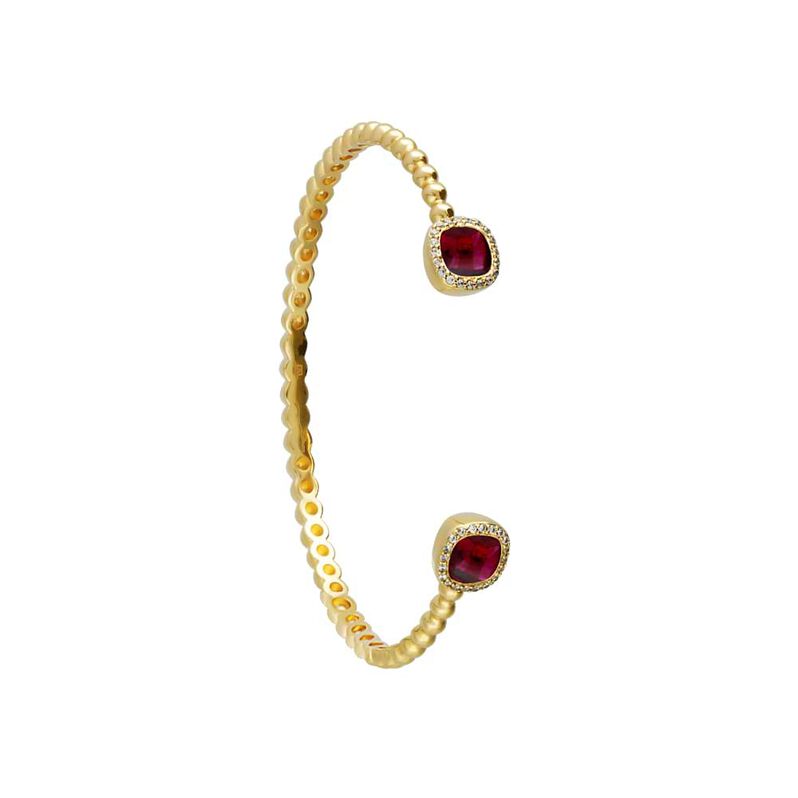 Bangle placcato oro con pietra rossa e zirconi - Spannringe Damen | OROVIVO