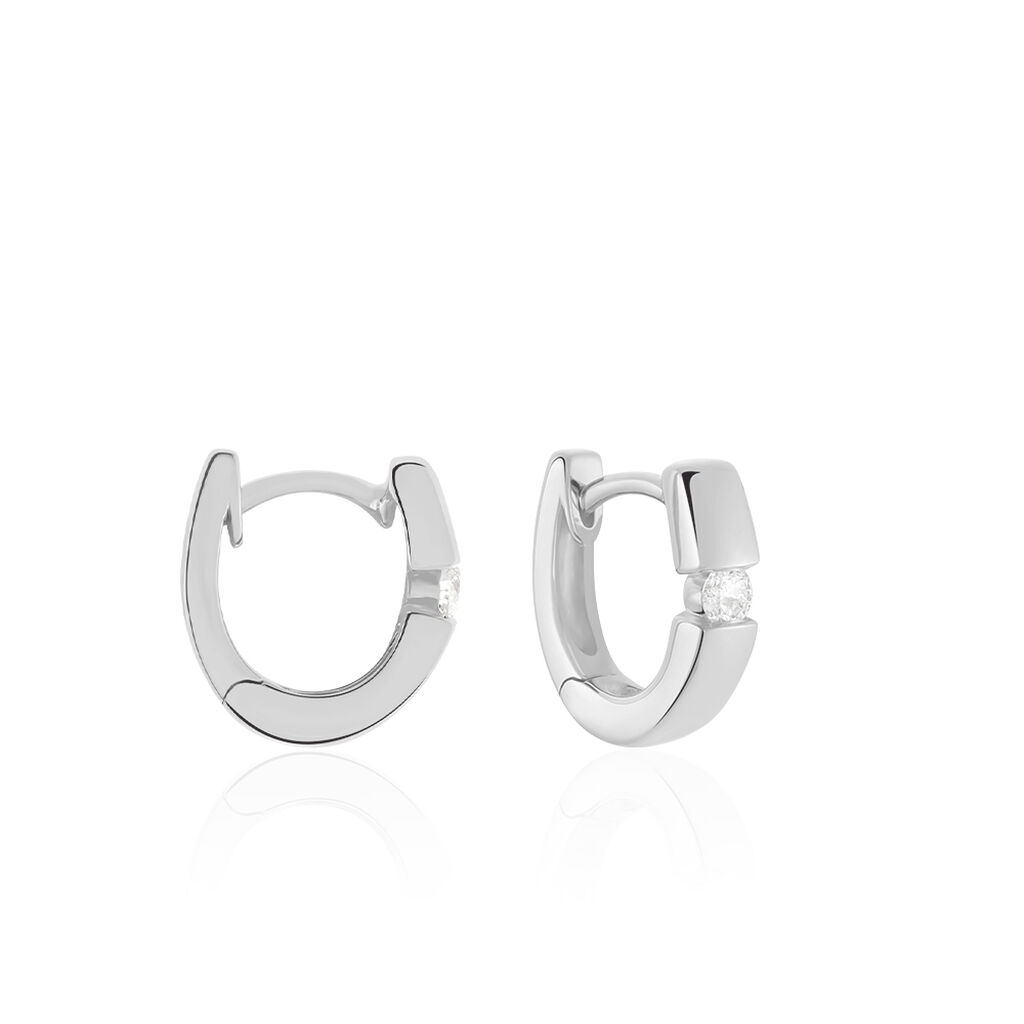 🦚 Damen Creolen Weißgold 375 Diamant 0,1ct Seville 11,00mm 3,00mm , Creolen mit Stein