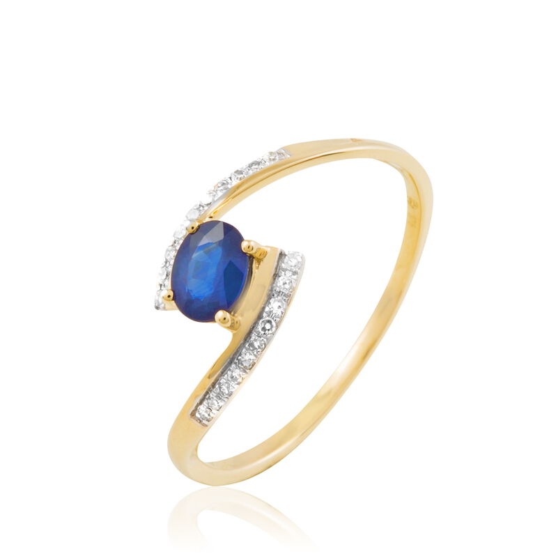 Bague Monica Or Jaune Saphir Et Diamant - Spannringe Damen | OROVIVO