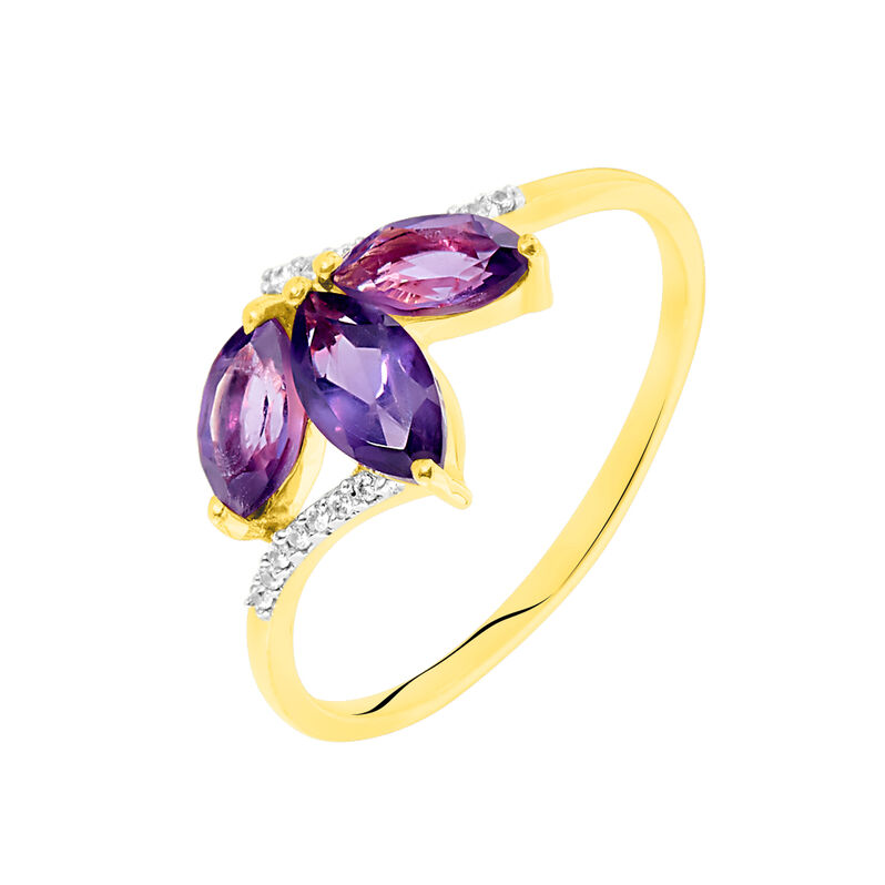 Bague Or Jaune Augustina Amethystes Oxydes De Zirconium - Spannringe Damen | OROVIVO