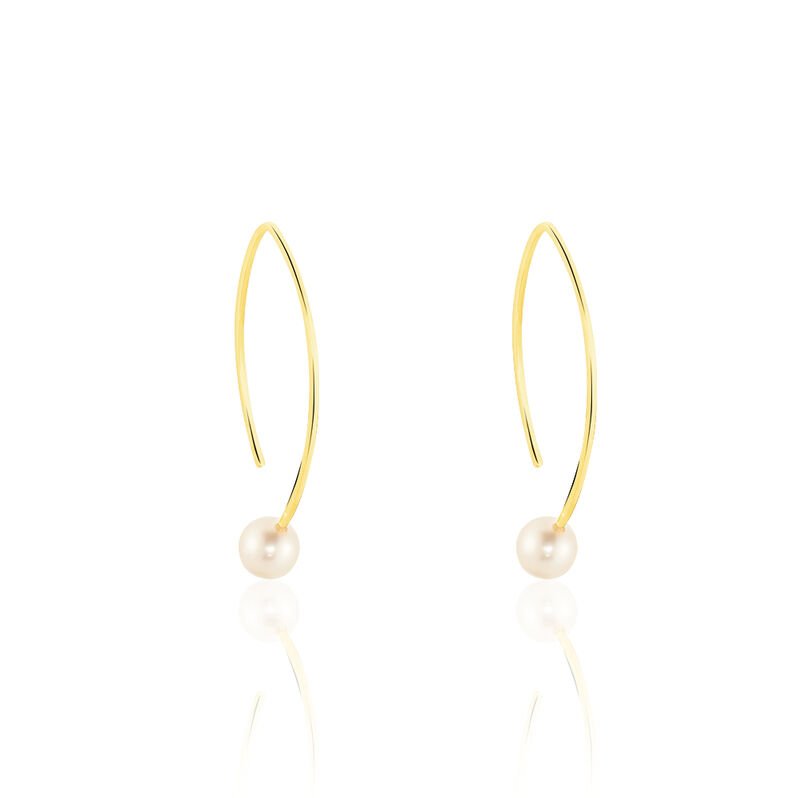 HESSA Damen Ohrringe Lang Gold 375 (9 Karat) Zuchtperle Perlmutt - Ohrhänger Damen | OROVIVO