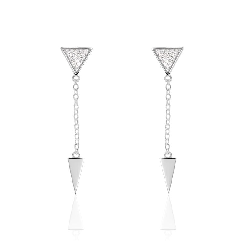 Damen Ohrstecker Lang Silber 925 Zirkonia Dreieck - Ohrringe mit Stein Damen | OROVIVO