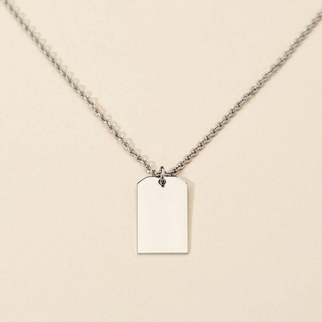 ODILE GRAVURPLATTE Unisex Collier Silber 925 Rechteckig