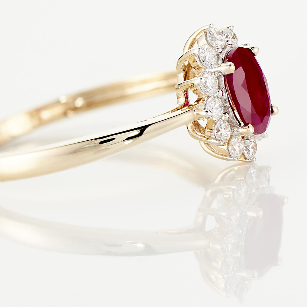 Bague Or Jaune Rubis Diamants - Spannringe Damen | OROVIVO